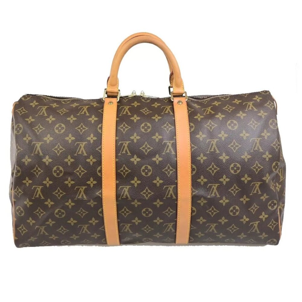 LOUIS VUITTON Keepall 50 Travel Hand Bag Monogram Leather Brown